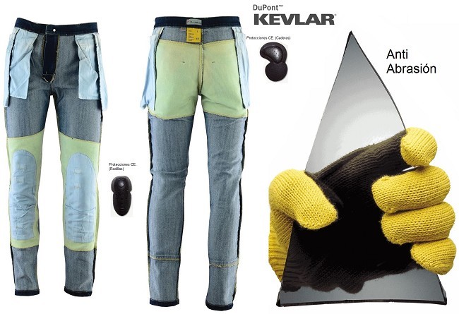 PANTALÓN KEVLAR VAQUERO UNISEX (TEJANO FLEXIBLE) CON PROTECCIONES C.E. Y  ZONAS ELÁSTICAS