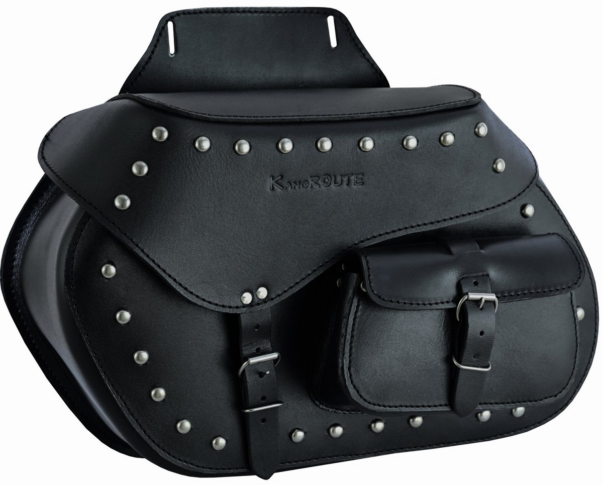 JUEGO DE ALFORJAS RÍGIDAS DE CUERO 3-4MM, PARA MOTO CUSTOM Y HARLEY BIKERS 2X20 LITROS