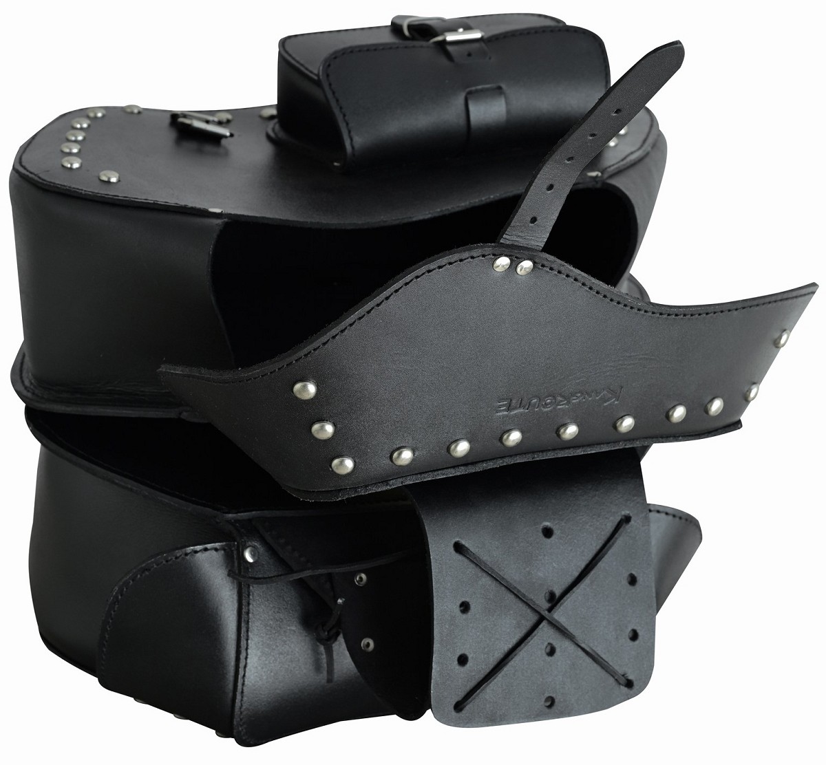 JUEGO DE ALFORJAS RÍGIDAS DE CUERO 3-4MM, PARA MOTO CUSTOM Y HARLEY BIKERS 2X20 LITROS