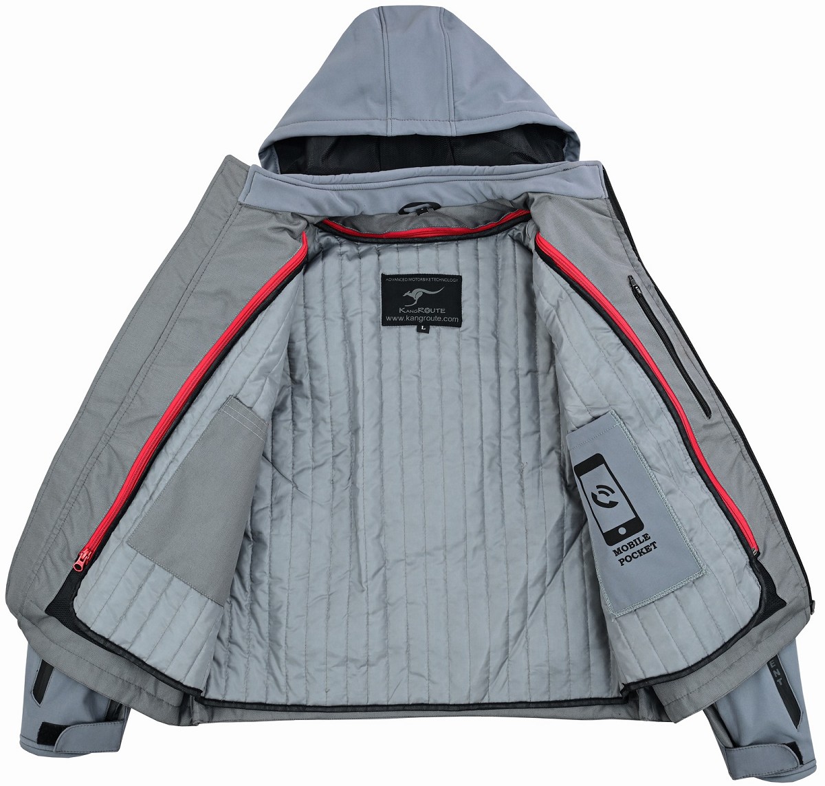 CHAQUETA DE MOTO UNISEX EN TEJIDO SOFTSHELL, NEOPRENO IMPERMEABLE, TÉRMICO Y PROTECTORES C.E.