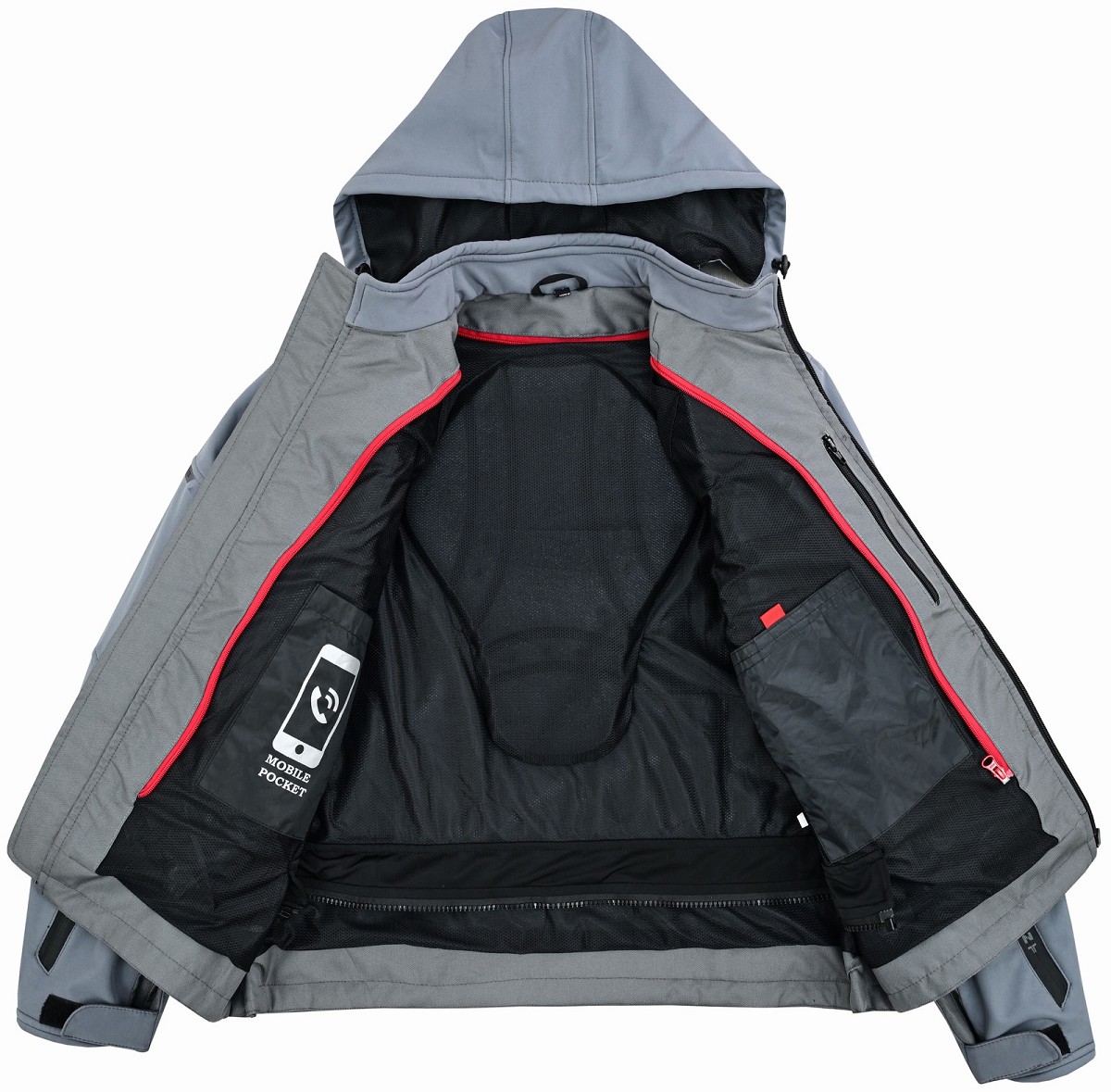 CHAQUETA DE MOTO UNISEX EN TEJIDO SOFTSHELL, NEOPRENO IMPERMEABLE, TÉRMICO Y PROTECTORES C.E.