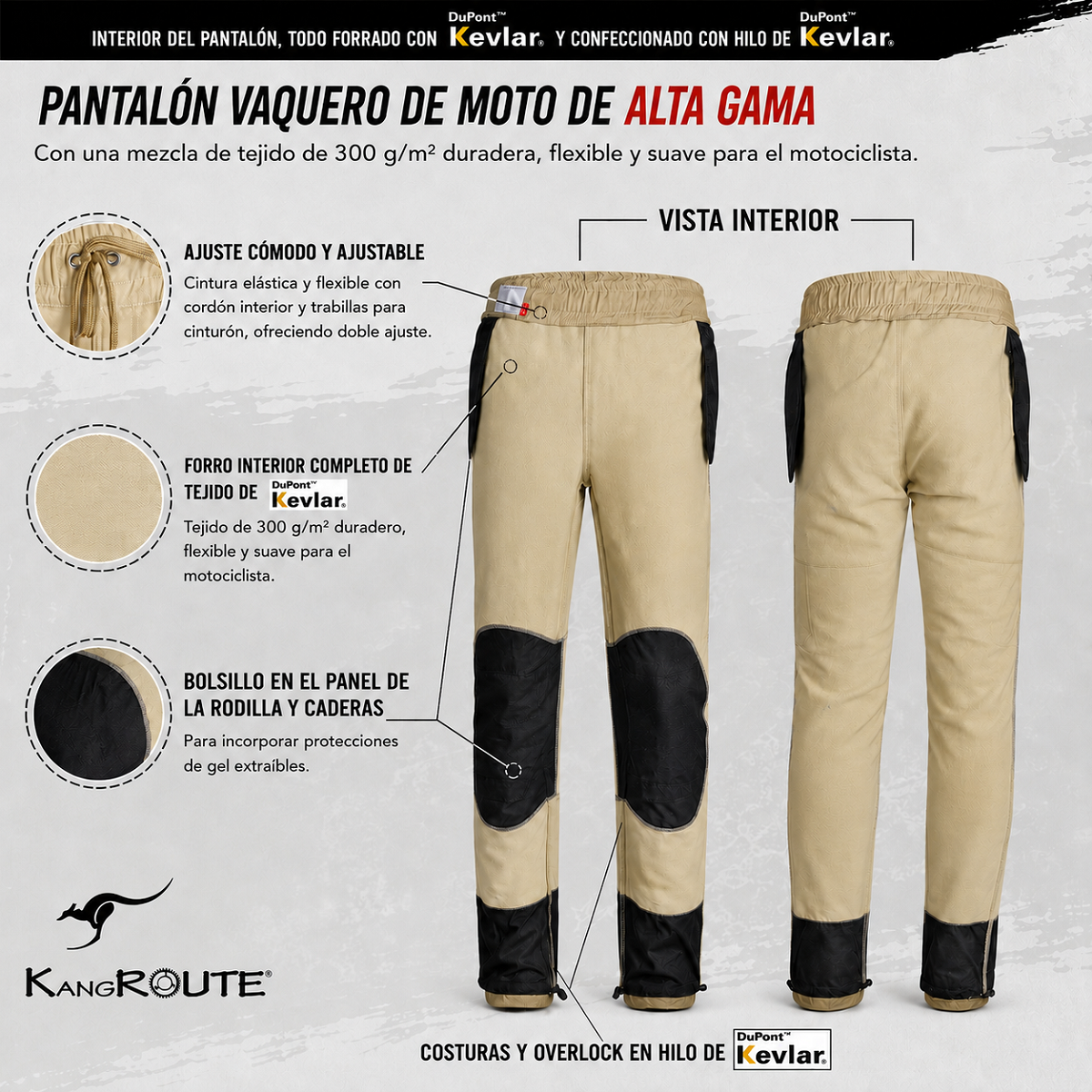 PANTALON DE MOTO VAQUERO ESTILO CHANDAL CARGO UNISEX, ELÁSTICO, 100% FORRADO EN KEVLAR® CON PROTECCIONES GEL CE NIVEL 2 PANTALON DE MOTO VAQUERO ESTILO CHANDAL CARGO UNISEX, ELÁSTICO, 100% FORRADO EN KEVLAR® CON PROTECCIONES GEL CE NIVEL 2