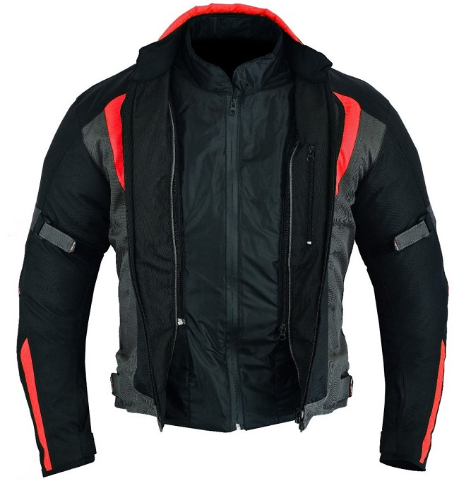 CHAQUETA DE MOTO UNISEX EN TEXTIL IMPERMEABLE TERMICO CON PROTECCIONES C.E