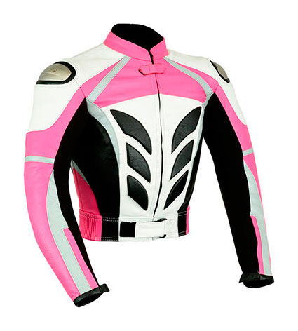 CHAQUETA DE MOTO EN PIEL CON PROTECCIONES DE TITANIO PARA CHICAS