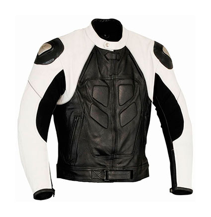 CHAQUETA DE MOTO EN CUERO CON PROTECCIONES DE TITANIO 