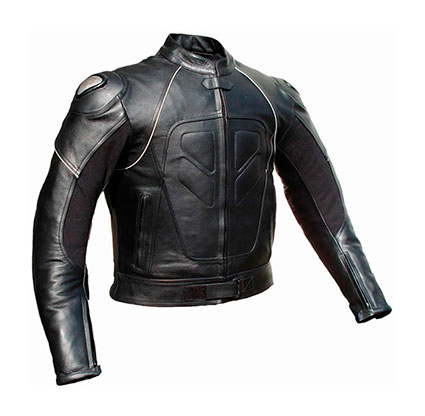 BLOUSON MOTO CUIR AVEC PROTECTIONS EN TITANE ET BOSSE