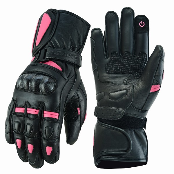 GUANTES DE MOTO RACING EN PIEL DE CHICAS CON FIBRA DE CARBONO C.E HOMOLOGADOS