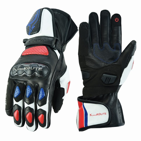 GUANTES DE MOTO EN PIEL ANILINA CON PROTECCIONES CARBONO Y ACERO INOXIDABLE