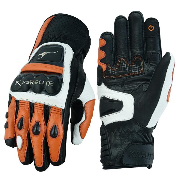 GUANTES PUÑOS CORTOS DE MOTO EN PIEL ANILINA CON PROTECCIONES DE ACERO INOXIDABLE