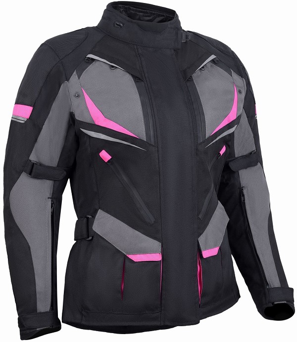 CHAQUETA MUJER 3/4 DE MOTO EN TEXTIL IMPERMEABLE, TRANSPIRABLE Y TÉRMICO CON PROTECCIONES C.E.