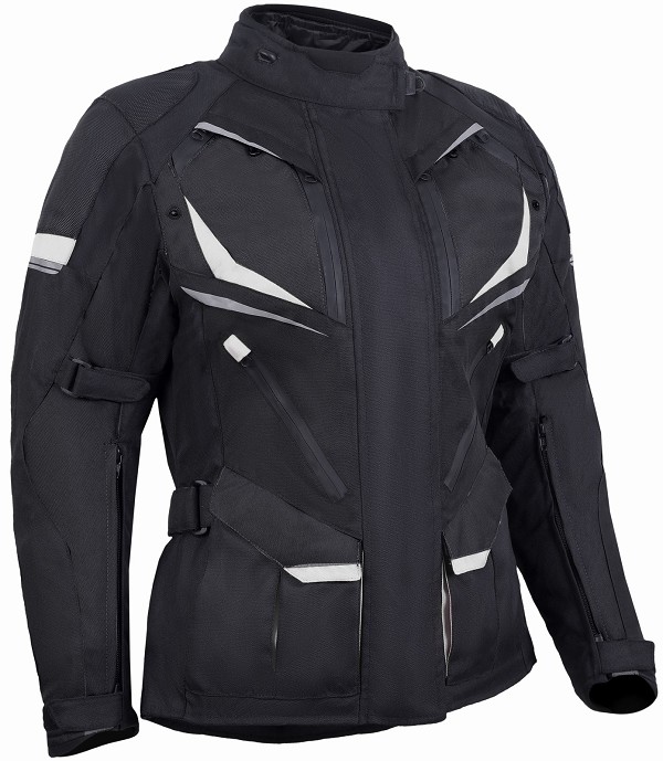 CHAQUETA MUJER 3/4 DE MOTO EN TEXTIL IMPERMEABLE, TRANSPIRABLE Y TÉRMICO CON PROTECCIONES C.E.