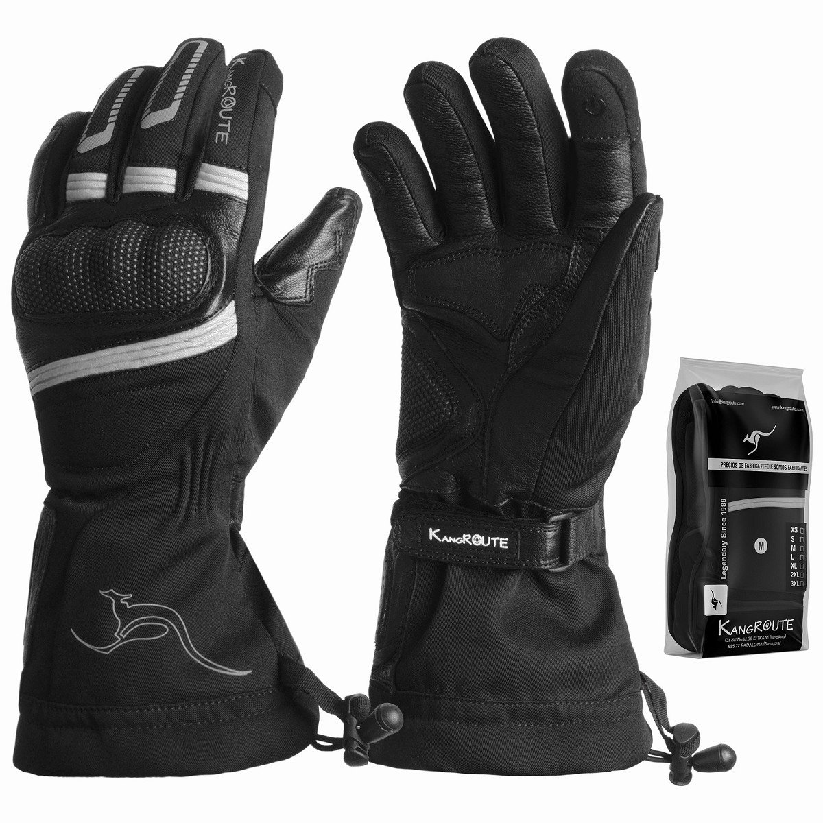 GUANTES DE MOTO INVERNALES DE PU&Ntilde;O LARGO CON MEMBRANA IMPERMEABLE Y T&Eacute;RMICOS.
