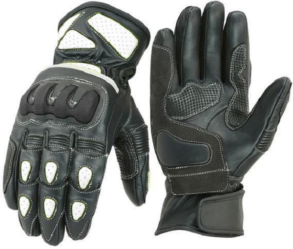 GUANTES DE CUERO PARA MOTO RACING CON PROTECTORES