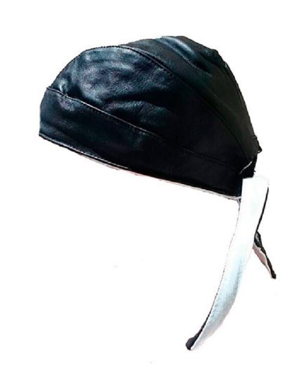 CHAPEU DE CUIR NOIR CUSTOM MOTO AVEC DESSIN USA, REVERSIBLE