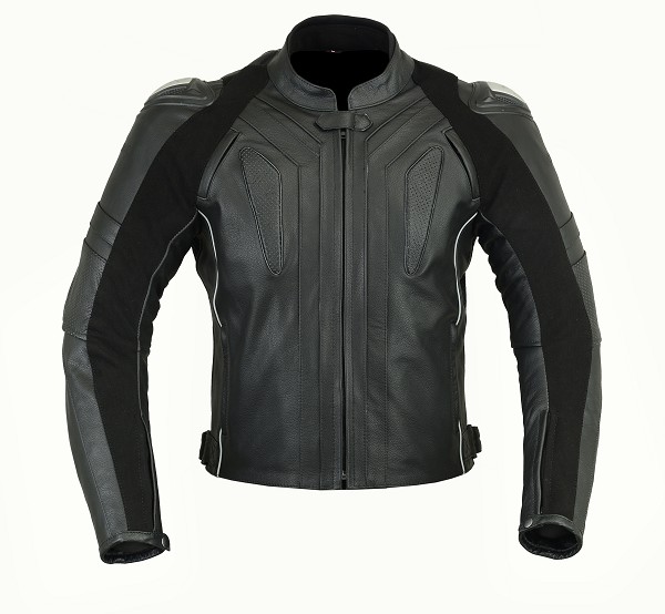 CHAQUETA DE CUERO CON PROTECCIONES TPR TITANIO Y FORRO TÉRMICO