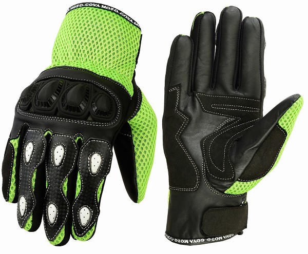 GUANTES DE MOTO PERFORADOS EN PIEL Y MALLA CON PROTECCIONES TPU-TPR