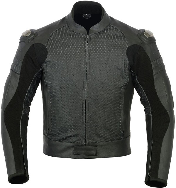 CHAQUETA MICROPERFORADA DE CUERO PARA MOTORISTAS CON PROTECTORES C.E.