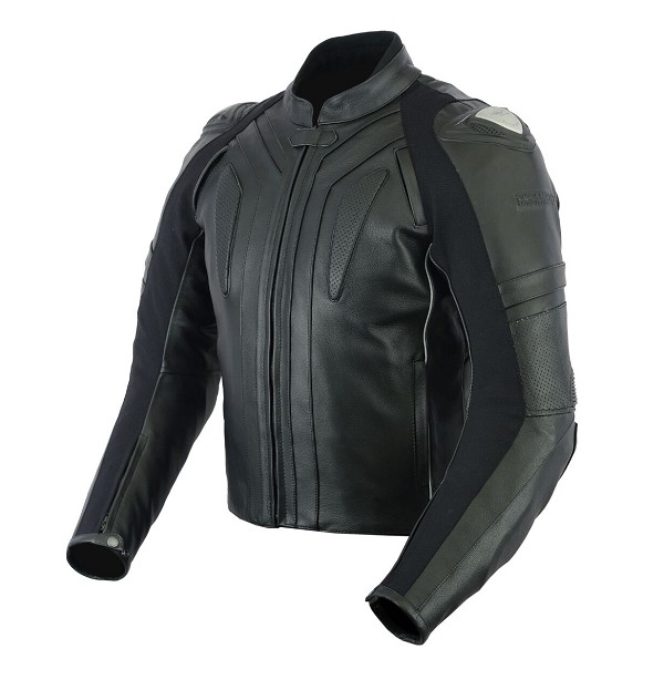 BLOUSON DE MOTO CUIR AVEC PROTECTION TPR, TITANE ET BOSSE