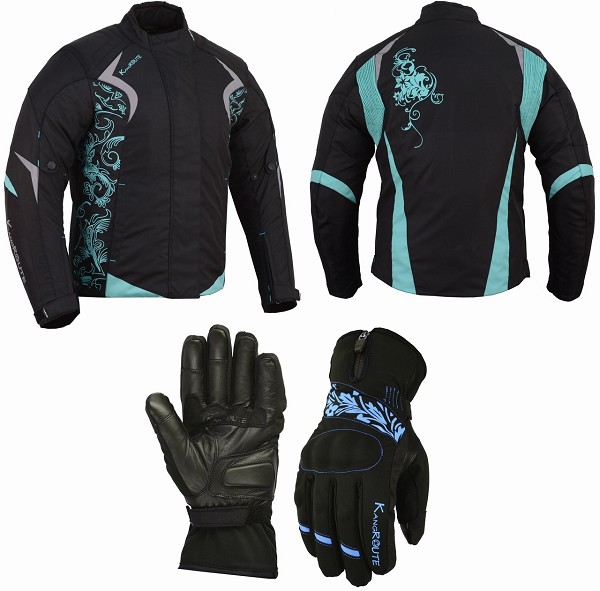 PACK DE CHAQUETA Y GUANTES DE MOTO PARA CHICAS DE INVIERNO, 100% IMPERMEABLES