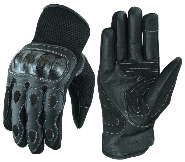 GUANTES DE VERANO PARA MOTORISTAS EN PIEL, MALLA Y FIBRA DE CARBONO