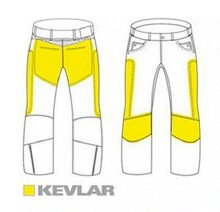 PANTALÓN TEJANO DESGASTADO DE CHICAS, CON REFUERZOS DE TEJIDO KEVLAR Y PROTECCIONES C.E.