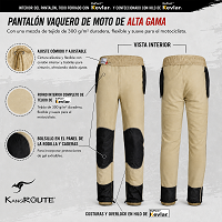 PANTALON DE MOTO VAQUERO ESTILO CHANDAL CARGO UNISEX, ELÁSTICO, 100% FORRADO EN KEVLAR® CON PROTECCIONES GEL CE NIVEL 2