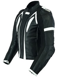 CHAQUETA DE CUERO CON PROTECTORES TPR TITANIO Y JOROBA AERODINÁMICA